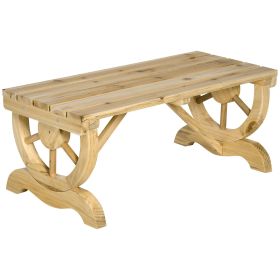 Garden Bench 2-Person Outdoor Wagon Wheel Porch Bench Natural for Backyard Patio