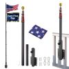 20-Ft Telescoping Flag Pole Black with Dock Deck Side Mount