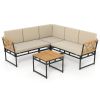 4 Pieces Patio L-Shaped Sofa Set with Cushions and Side Table