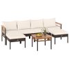 Patio Rattan Chairs with Ottomans and Side Table for Backyard