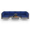 7 Piece Outdoor Furniture Set Wicker  Chairs with Tempered Glass Coffee Table