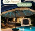 Solar double-sided terrace umbrella 15 X 9 feet, equipped with 144 multi-color flow lights and umbrella holder