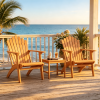 Adirondack Chair Set of 2 with Side Table for Deck Garden And Porch Outdoor Furniture Red White Blue Brown Outdoor Living