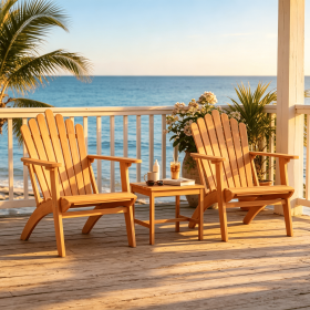 Adirondack Chair Set of 2 with Side Table for Deck Garden And Porch Outdoor Furniture Red White Blue Brown Outdoor Living