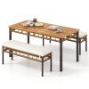 3 Pieces Acacia Wood Patio Dining Set for Deck and Backyard