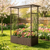 2-in-1 Raised Garden Bed with Hanging Roof And Trellises for Vegetables Flowers Herbs Gardening Outdoor Living Space