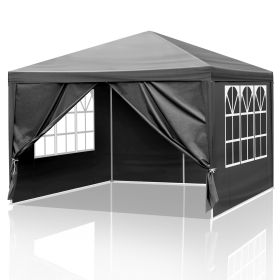 Same Code608185201010ft Black Outdoor Canopy Gazebo with 4 Removable Side Panels, 2 Zipper Doors and 2 Mesh Windows, Heavy Duty PE Cloth