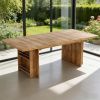 Farmhouse Dining Table Wooden Kitchen Table with Shelves for 6 to 8