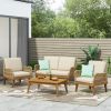 Outdoor 4-Piece Acacia Wood Chat Set with Rope