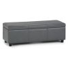 Avalon 48 inch Wide Storage Ottoman Bench in Stone Grey Vegan Leather