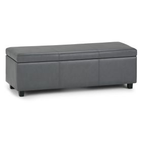 Avalon 48 inch Wide Storage Ottoman Bench in Stone Grey Vegan Leather