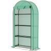 Mini Greenhouse, Portable Greenhouse with 4 Tier Shelves, Roll-Up Door, and Plastic Cover, 41.3" x 17.7" x 63", Green