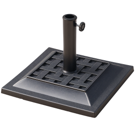 20 lbs Patio Market Umbrella Base Stand Resin Parasol Holder Square with Beautiful Decorative Pattern & Easy Setup, forø1.5",ø1.89" Pole, for Beach
