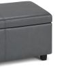 Avalon 48 inch Wide Storage Ottoman Bench in Stone Grey Vegan Leather