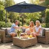 10 ft Offset Patio Umbrella with Cover, Hanging Cantilever Umbrella with 360Â° Rotation, Crank Handle, Tilt, Navy Blue