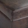 Avalon 48 inch Wide Storage Ottoman Bench in Distressed Brown Vegan Leather
