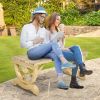 Garden Bench 2-Person Outdoor Wagon Wheel Porch Bench Natural for Backyard Patio