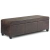 Avalon 48 inch Wide Storage Ottoman Bench in Distressed Brown Vegan Leather