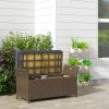 Wicker Patio Storage Bench with Cushion Top, Dark Blue, Outdoor Seating & Storage Solution