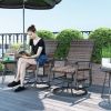 Wicker Rattan Swivel Patio Glider Chair Set of 2, Outdoor Glider Chair with Steel Frame, High Back, Brown