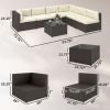 7 Piece Patio Furniture Set, All Weather PE Rattan Outdoor Furniture Conversation Sets with Glass Top Coffee Table
