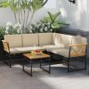 4 Pieces Patio L-Shaped Sofa Set with Cushions and Side Table
