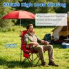 Folding Camping Chair with Detachable 8-Rib Sun Umbrella, 42.13 Inch Canopy Aluminum Alloy Portable Lawn Chair Supports 330LBS with Cup Holder