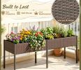 Raised Garden Bed with Legs Removable Liner for Vegetables Herbs Patio Eco-Friendly Wood Look Planter Box for Gardening