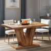47-Inch Dining Table for 4, Walnut Brown Kitchen Dinner Table with Heavy Duty Pedestal, Farmhouse Wooden Eating Table
