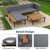 Luxury Patio Furniture Set with Removable Cushions and Coffee Table, L-Shaped Acacia Wood Sofa with Side table