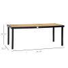 8 People Rectangular Pedestal Dining Table, with Aluminum Frame, All-Weather HDPE Wood Top, Foot Pads for Garden, Patio, Natural