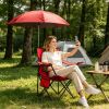 Folding Camping Chair with Detachable 8-Rib Sun Umbrella, 42.13 Inch Canopy Aluminum Alloy Portable Lawn Chair Supports 330LBS with Cup Holder