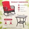 3 Pieces Rocking Bistro Set with 2-Tier Coffee Table