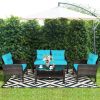 4 Pieces Patio Rattan Sofa Set Free-Combination with Cushion and Coffee Table