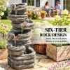 Waterfall Fountain, Garden Fountain, Grey