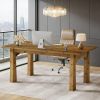 Solid Wood Executive Desk, 63" Computer Desk with Sturdy Wooden Legs