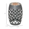 12" Patio Round Side Table, Outdoor Footstool, Garden Mosaic Accent Side Table, Plant Stand, Gray
