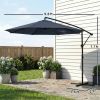 10 ft Offset Patio Umbrella with Cover, Hanging Cantilever Umbrella with 360Â° Rotation, Crank Handle, Tilt, Navy Blue