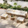 GO 7 Pieces Outdoor Patio Furniture, All-Weather Rattan Sectional Sofa Set with Thick Cushions and Pillows
