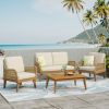 Outdoor 4-Piece Acacia Wood Chat Set with Rope