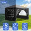Same Code608185201010ft Black Outdoor Canopy Gazebo with 4 Removable Side Panels, 2 Zipper Doors and 2 Mesh Windows, Heavy Duty PE Cloth