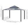 10' x 12' Double Roof Patio Gazebo Canopy, Outdoor Gazebo Shelter with Netting & Curtains, for Garden, Lawn and Deck