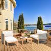 3 Pieces Patio Acacia Wood Sofa Furniture Set with Nylon Rope Armrest