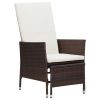 3 Piece Patio Lounge Set with Cushions Poly Rattan Brown