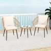 3 Piece Patio Bistro Set with PE Rattan Wicker Chairs and Tempered Glass Coffee Table
