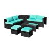 8 Pieces Patio Furniture Set with Storage Box and Waterproof Cover