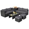 8 Pieces Patio Furniture Set with Storage Box and Waterproof Cover