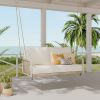 1-Piece Woven Rope Outdoor Swing Sofa with Soft Cushions Seating 2 for Patio, Courtyard and Balcony