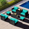 8 Pieces Patio Furniture Set with Storage Box and Waterproof Cover