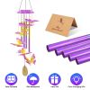Solar Butterfly Wind Chime with Aluminum Tubes 7 Color Changing Wind Chime for Outside IP44 Waterproof Outdoor Garden Yard Decor